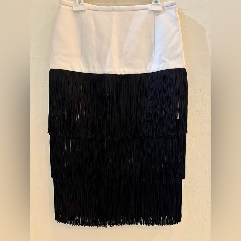 Michael Kors Collection Fringe Pencil Skirt Old Money Coastal Glam Made in Italy